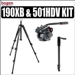  Manfrotto 190XB 3 Section Aluminum Tripod & Manfrotto 501HDV 