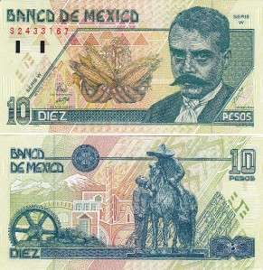   Mexico: $ 10 Pesos Emiliano Zapata May 10, 1996 UNC S2433167.  