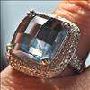Gorgeous Aquamarine & Diamond Marcasite 925 sterling silver ring 7.75 
