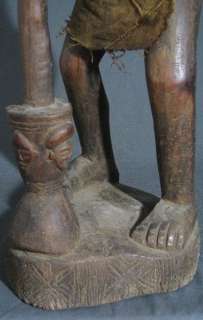 CHOKWE  AFRICAN FEMALE WITH MORTAR/PESTLE STATUE#2160  