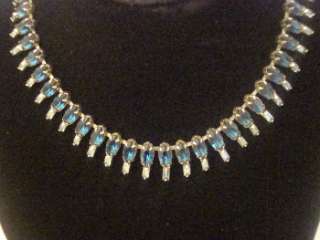 Hard to find VTG Cobalt and Baby Blue Rhinestone Collar necklace 