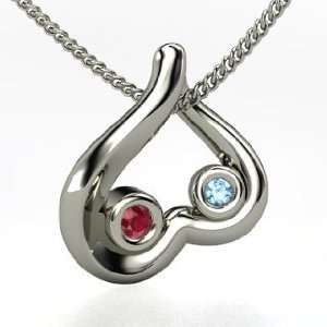  Carried in My Heart, Sterling Silver Necklace with Blue 