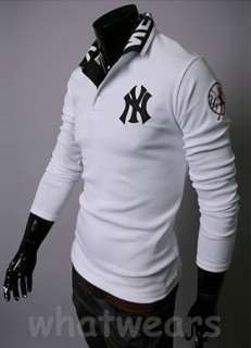 Mens Casual NY Embroidery Polo T Shirt 2 Colors Sweatshirt Black 