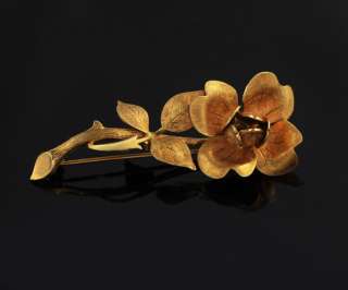 Vintage Tiffany & Co 14k Gold Flower Brooch Pin Estate  
