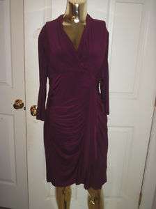 Evan Picone Petite Burgundy Dress 3/4 Sleeve Size 12P  