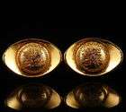 Gorgeous Pair Chinese Gold Gilt Traditional Yuan Bao