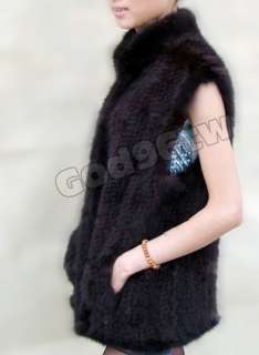 100% Real Genuine Knitted Mink Fur Vest Gilet Waistcoat Coat Vintage 