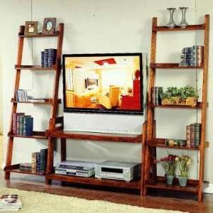  Bernards Furniture Pecan Finish Ladder TV Stand   2 