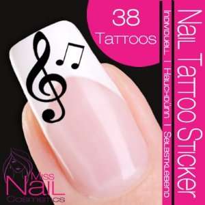  Nail Tattoo Sticker Music / Notes   black: Beauty