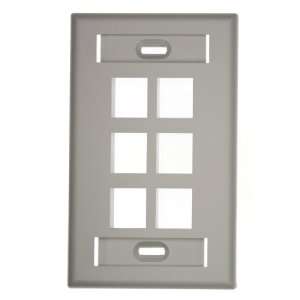Leviton 42080 6GS Quickport Wallplate with Id Window, Single Gang, 6 