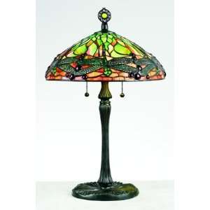  Quoizel Lighting Green Dragonfly Tiffany Table Lamp with 