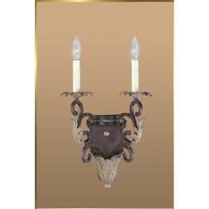 Wrought Iron Wall Sconce, JB 7167, 2 lights, Crackled Bronze, 11 wide 