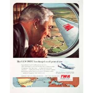  1951 Ad Trans World Airlines TWA Airplane Flight View Point Travel 