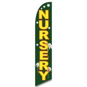  12ft x 2.5ft Nursery Feather Banner Flag Set   INCLUDES 15FT POLE 