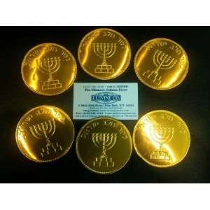 Amazing 6 (Six) Jumbo Chanukah/Hanukah Gelt Gold Milk Chocolate Nut 