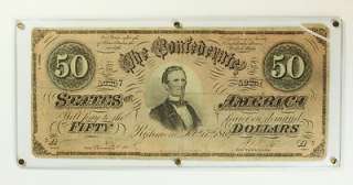 1864 Fifty Dollar $50 Bill Confederate States Obsolete Currency Note 