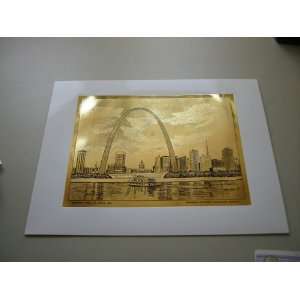  Gold Etch Prints of The Gateway Arch   Jefferson National 