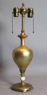 Rare & Early Tiffany Cypriote Art Glass Lamp c. 1900  