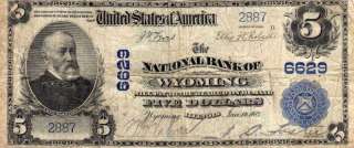 1903 Series $5 US Bank Note from Wyoming Illinois  