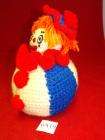 VTG 1950 60s Amigurumi Crochet Clown Doll 10 T x 8W  