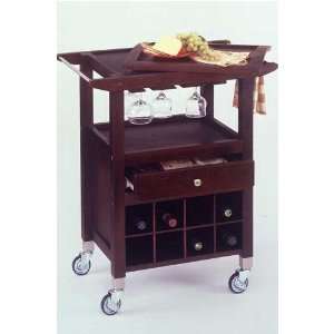  Bar Cart W/ Wine Storage 35hx29w Cherry: Home & Kitchen