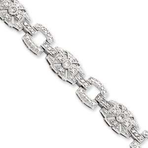  Sterling Silver Vintage Style Cz Bracelet: Jewelry