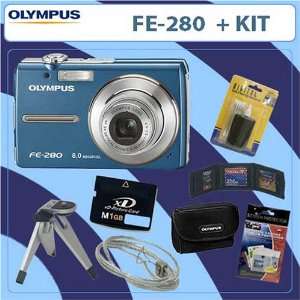  Olympus Stylus FE 280   Blue 8MP Digital Camera + 1GB 