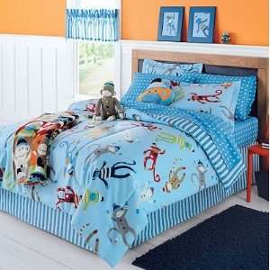 Sock Monkey Complete 6 Piece Bedding Set ~ Twin:  Home 