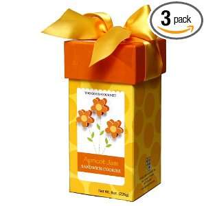 Too Good Gourmet Apricot Jam Cookies in a Yellow Polka Dot Rectangle 