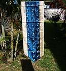 THAI SILK TABLE / BED RUNNER BLUE 76in X 13in CIRCLE PATTERNS