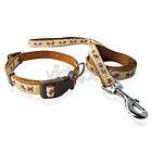 10 15 Yellow Beige Ribbon Dog Nylon Collar + 4ft Matching Leash 