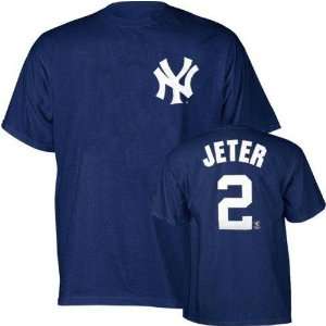   Jeter (New York Yankees) Name and Number T Shirt (Navy) (X Large)   XL