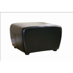  Bevin Square Leather Ottoman in Black