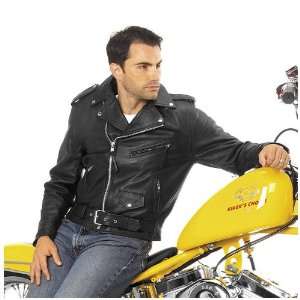 River Road Basic Mens Essential Leather Harley Motorcycle Jacket 