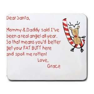  Dear Santa Letter Spoil Grace Rotten Mousepad Office 