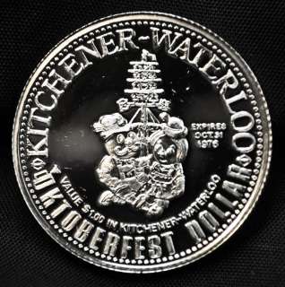 1976 Kitchener Waterloo Octoberfest Dollar   Silver  
