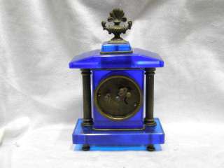 Wonderful chinese blue glass machine clock  