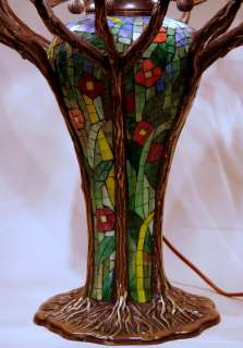 Dale LTD.ED. TIFFANY FLORAL COBWEB LAMP w/Mosaic Base  