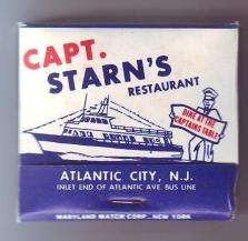 CAPT STARNS NOS UNUSED RESTAURANT ATLANTIC CITY NJ MATCH BOOKS 