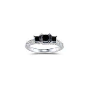 91 Cts AAA Black & VS White Diamond Wide Band Ring in 14K White Gold 