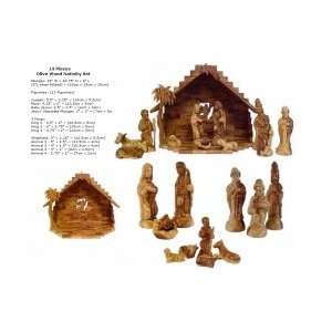  Olive Wood Nativity Scene ~ 13 Individual Pieces 