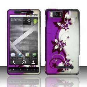 Purple Silver Vines Hard Case Phone Cover for Verizon Motorola Droid X