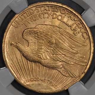 1923 NGC MS62 $20 ST. GAUDENS GOLD DOUBLE EAGLE REVERSE STRIKE THROUGH 