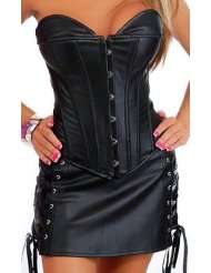 Corset Buy Foxy I Black Leather Set Overbust Corset With Skirt