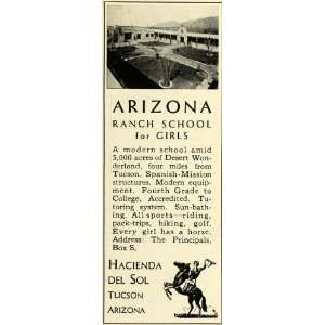  1930 Ad Arizona Ranch Girls School Tucson Horse Riding 