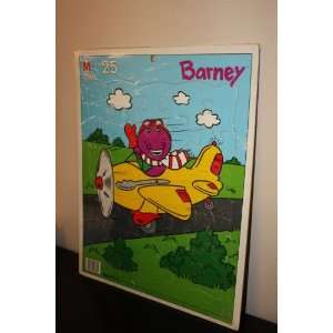Barney the Purple Dinosaur Flying in a Yellow Airplane Puzzle in Tray 