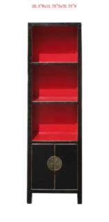 Moon Face Bookcase Black Silk Lacquer Red Shelves Display Cabinet 