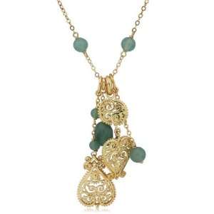  18k Gold Over Sterling Silver and Green Adventurine Indian 