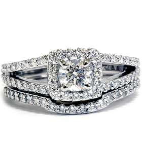 Real 1.20CT Round Pave Halo Split Shank Diamond Engagement Wedding 