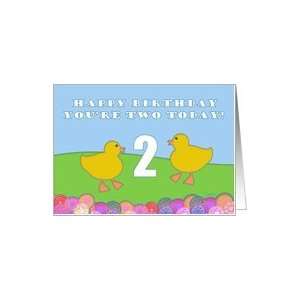   Youre Two Today! Yellow Duckling Farm Animals Card: Toys & Games